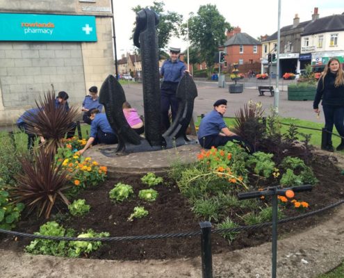 Sea Cadets planting at the Anchor bed