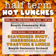 Promotional image showing dates and times of hot takeaway lunch provision